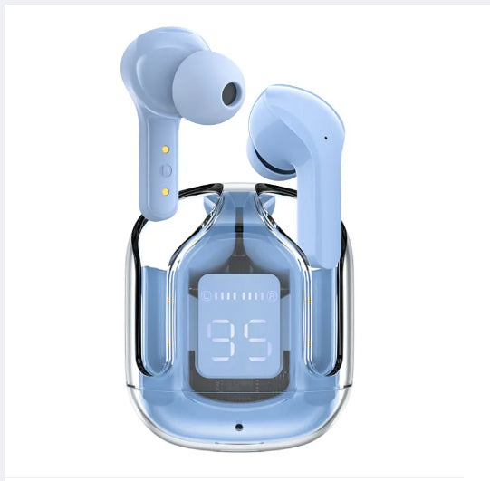 Air31 TWS Wireless Earbuds – Crystal Clear Transparent Shell Earphones with LED Digital Power Display and Bluetooth V5.3 - Random Color