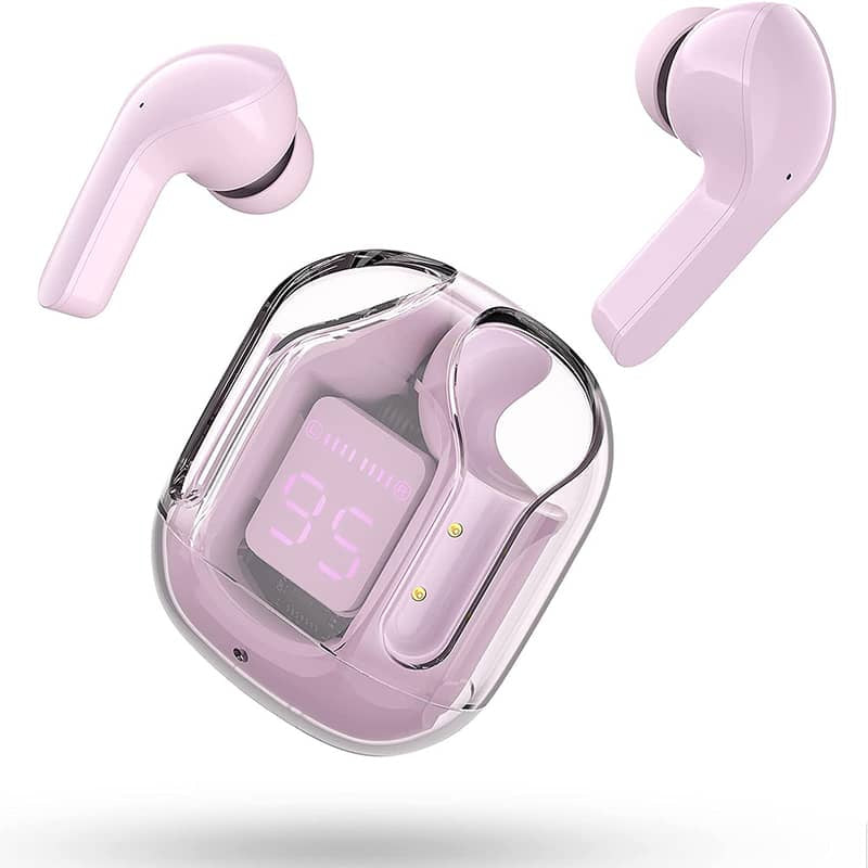 Air31 TWS Wireless Earbuds – Crystal Clear Transparent Shell Earphones with LED Digital Power Display and Bluetooth V5.3 - Random Color